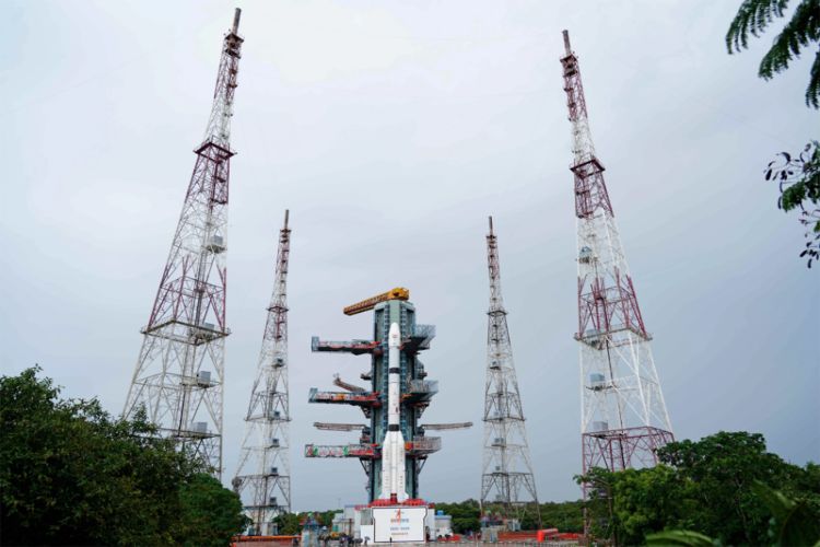 Visuals of GSLV-F18 on SDSC launch pad 