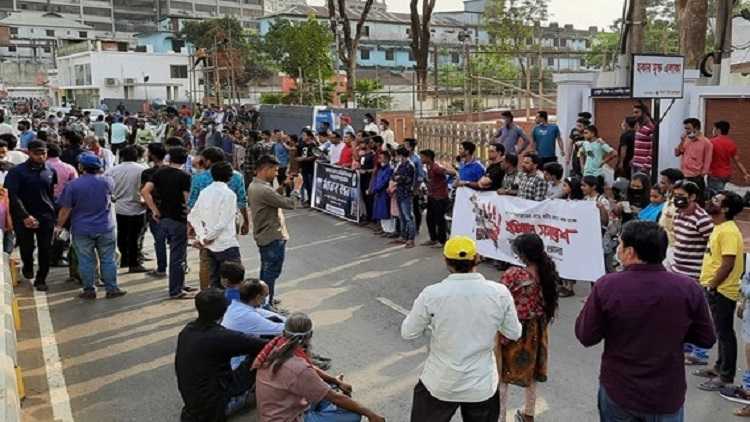 The protest organised in Sylhet after Sunamganj incident