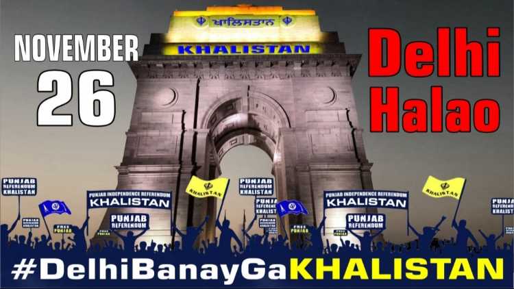 A poster that was prepared by Sikhs for Justice as a call for Khalistan flag-raising at India Gate