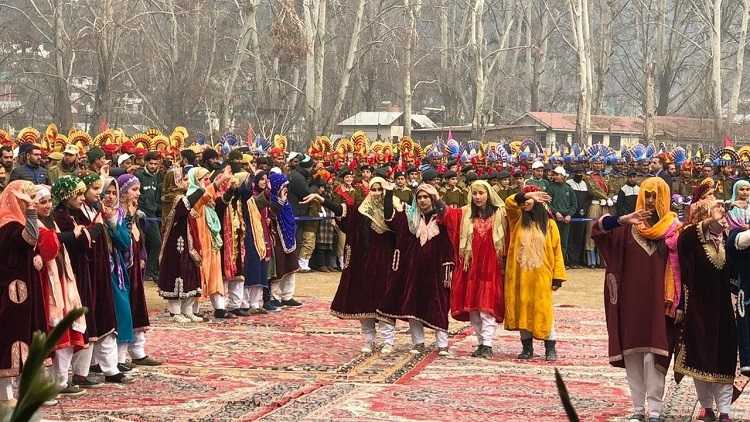 College girls performing during Republic Day function at Sher-e-Kashmir Stadium in Srinagar on Jan 26 this year