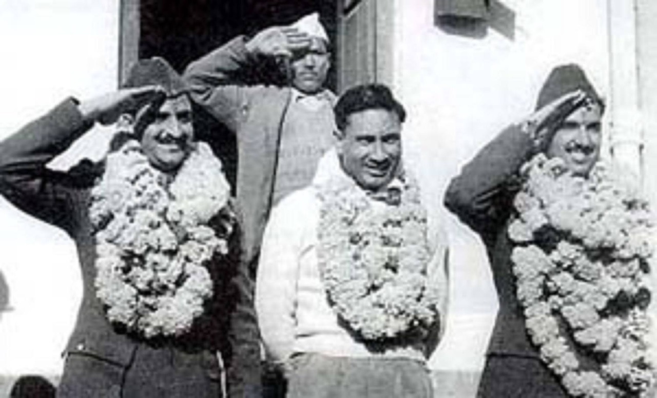 Maj Gen Shahnawaz, Col Gurbaksh Singh Dhillon and  Col Prem Kumar Sehgal