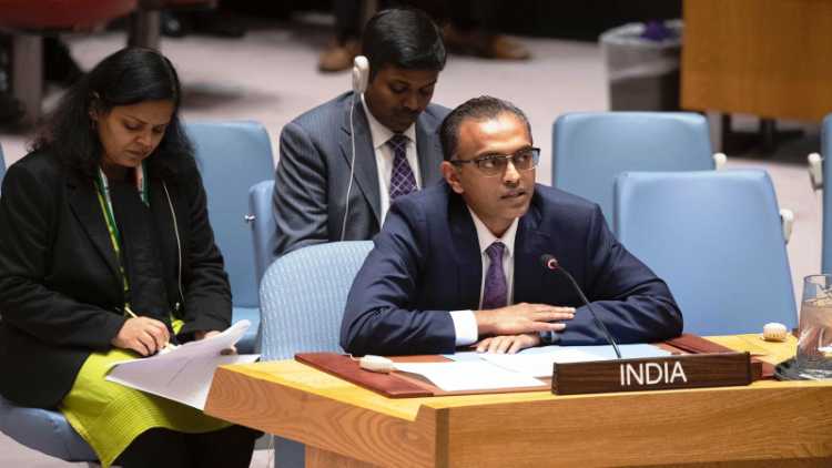 Indian Ambassador Nagaraj Naidu speaking at UNSC