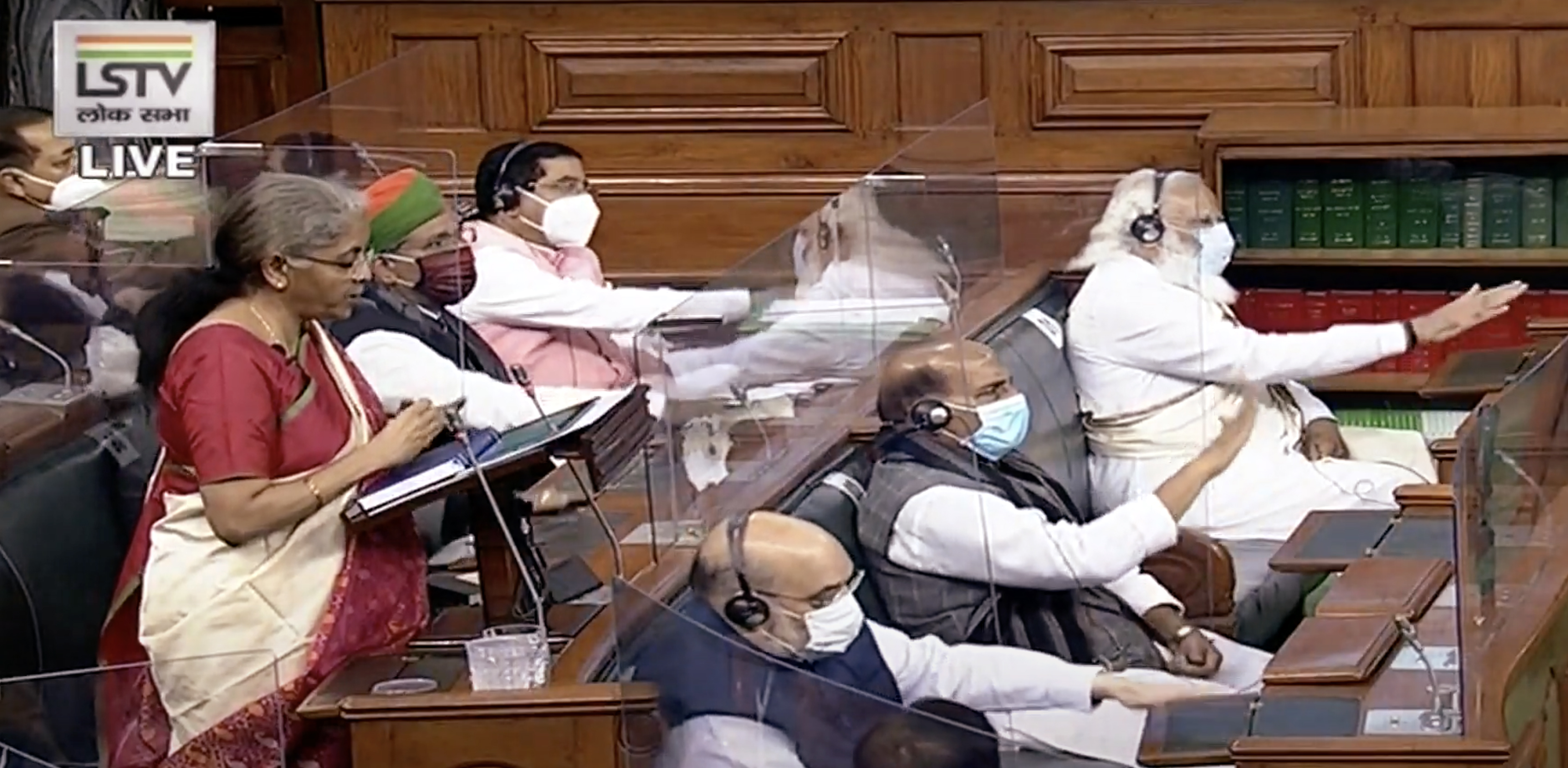 Union Minister for Finance and Corporate Affairs, Nirmala Sitharaman presents the Union Budget 2021-22 in Lok Sabha in New Delhi on Monday