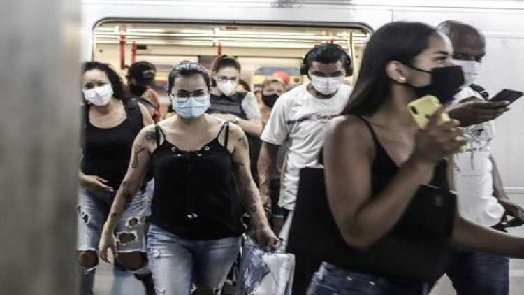 Passengers wearing face masks