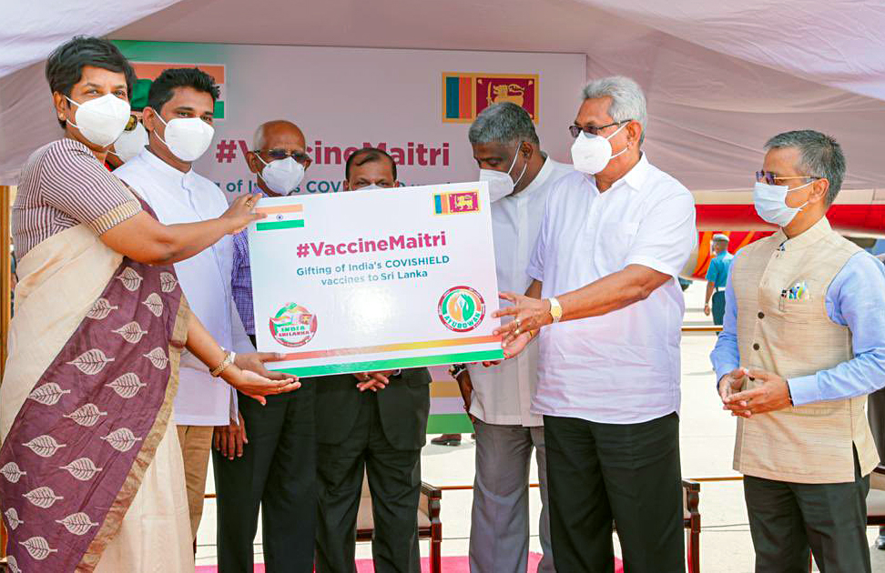 President of Sri Lanka Gotabaya Rajapaksa received 500,000 doses of Made in India COVID19 vaccines in Colombo on Thursday