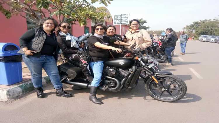 Shabnam Akhtar with group of bikers