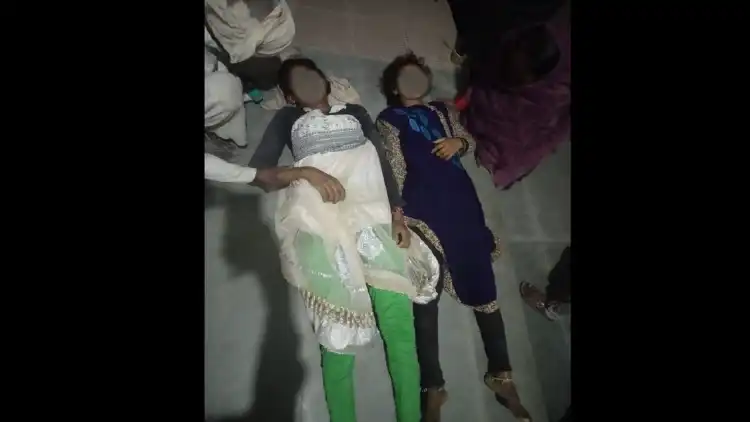 Dead bodies of two of the three sisters who were found unconscious in their agricultural fields in Unnao