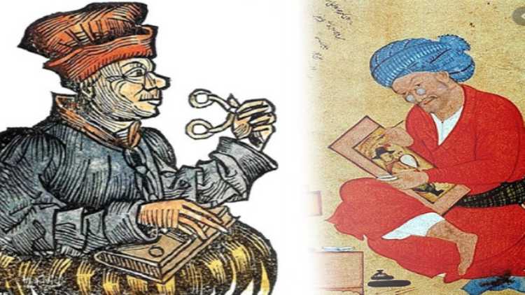 Invention of spectacles (illustration)