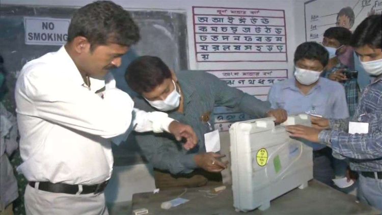 Polling officials at work