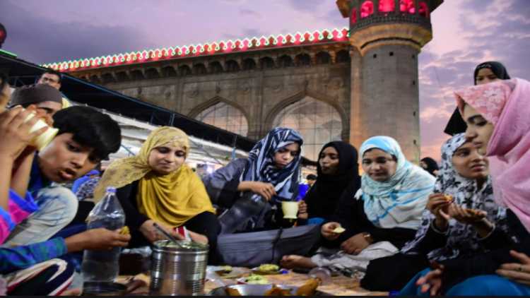 A family in Hyderabad celebrates iftar