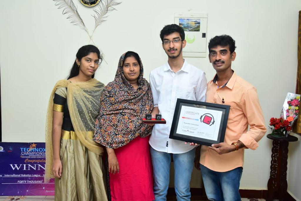 A proud Riyasdeen with his family