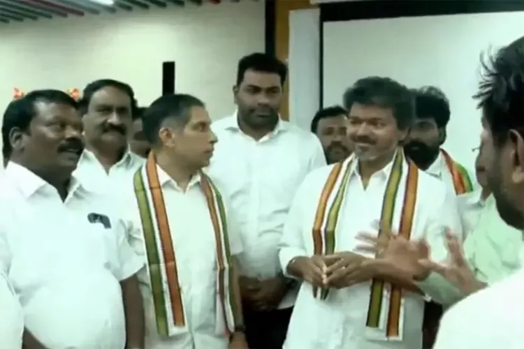 TVK Chief Vijay with Tamil Nadu Congress President K Selvaperunthagai 