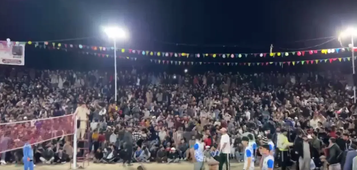 A video grab of the protest at Muzaffaraaabad