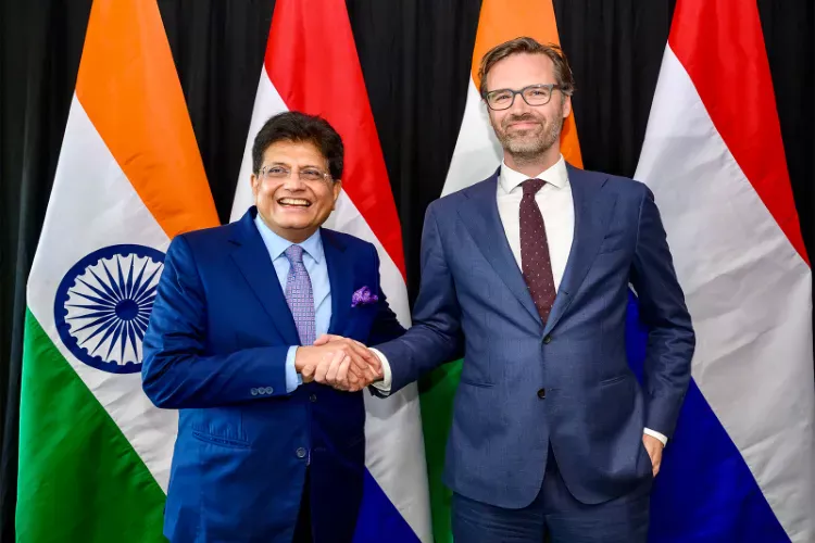 Union Commerce and Industry Minister Piyush Goyal with Netherlands' Minister for Foreign Trade and Development Cooperation, Sjoerd Sjoerdsma